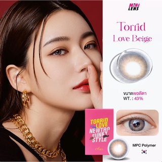 คอนแทคเลนส์ คอนแทคเลนส์รายเดือน Mini Lens รุ่น Torrid love Beige สีเบจสาวปารีสสำหรับคนตาแห้ง วัสดุ MPC