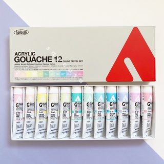 เซตสีอะคริลิคกวอช สีพาสเทล Holbein Acrylic Gouache Pastel Set 20 ml เซต 12 สี Acryla