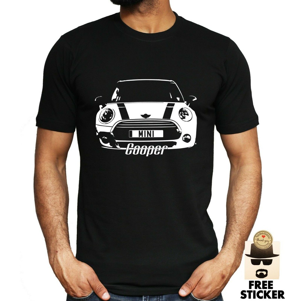 เสื้อยืดผู้ชายเสื้อยืดลําลองสําหรับผู้ชายแขนสั้นคอกลมลาย Mini Cooper Car Gift Tee