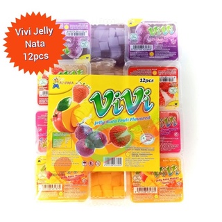 พุดดิ้งผลไม้รวมรสผสมวุ้นมะพร้าว(ViVi Nata De Coco) 1 แพ็ก บรรจุ 12 ชิ้น