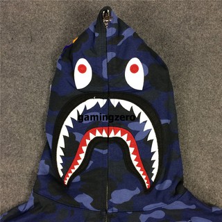 [พรีออเดอร์] BAPE Color Blue Camo Shark Full-Zip Hoodie