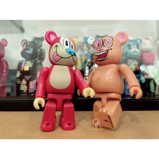 (ของแท้ไม่มีกล่อง) คู่ Be@rbrick Series 18 Horror &amp; Secret Horror: The Ren &amp; Stimpy Show (Bearbrick)