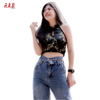 R.A.D.Jeans กางเกงยีนส์ขายาว ทรงกระบอก เอวสูงแต่งสาย เว้าเอวเซ็กซี่