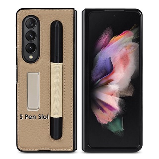 Galaxy Z Fold 3 Leather Case With S Pen Slot Stand Holder Protective Cover For Samsung Galaxy Z Fold3