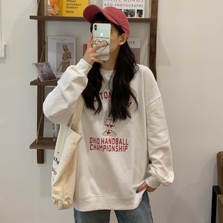 2021 Spring and Autumn new round neck sweater womens boyfriend style ins thin Korean style loose long sleeve top coat