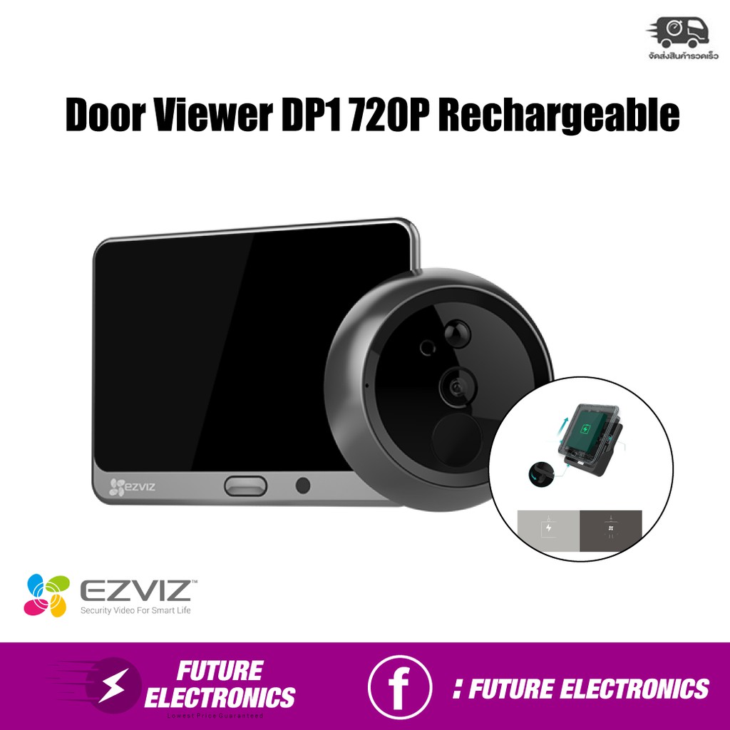 EZVIZ Door Viewer DP1 720P Rechargeable กล้องติดประตู กริ่งติดประตู