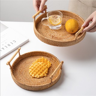 [D.ccor] พร้อมส่ง Rattan-Tray ถาดหวาย ถาดปิคนิค งานละเอียด