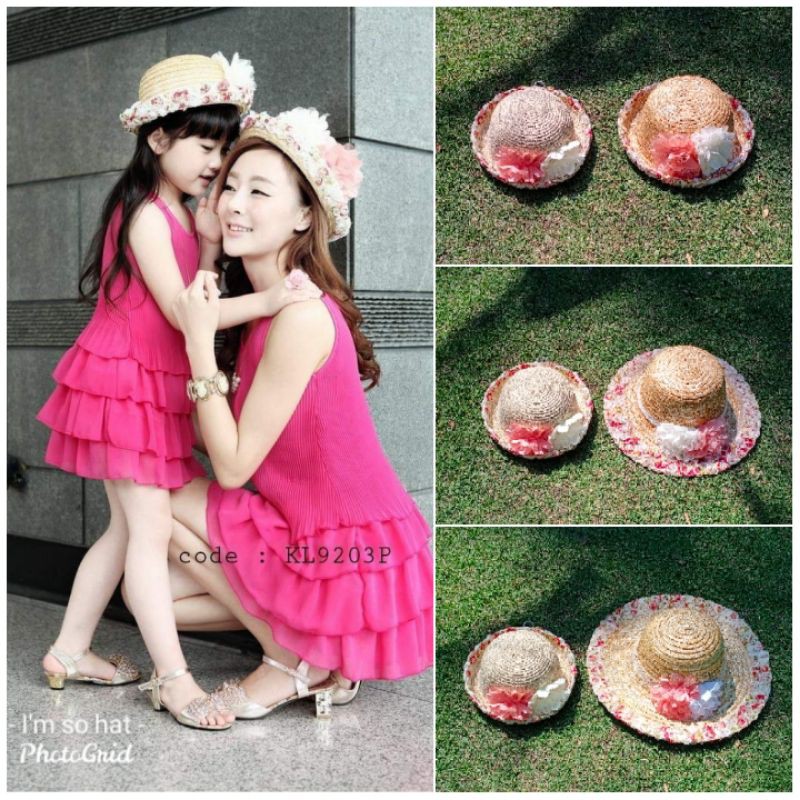 พร้อมส่ง หมวกสานคู่แม่และลูก👩👧 หมวกจากวัสดุธรรมชาติ