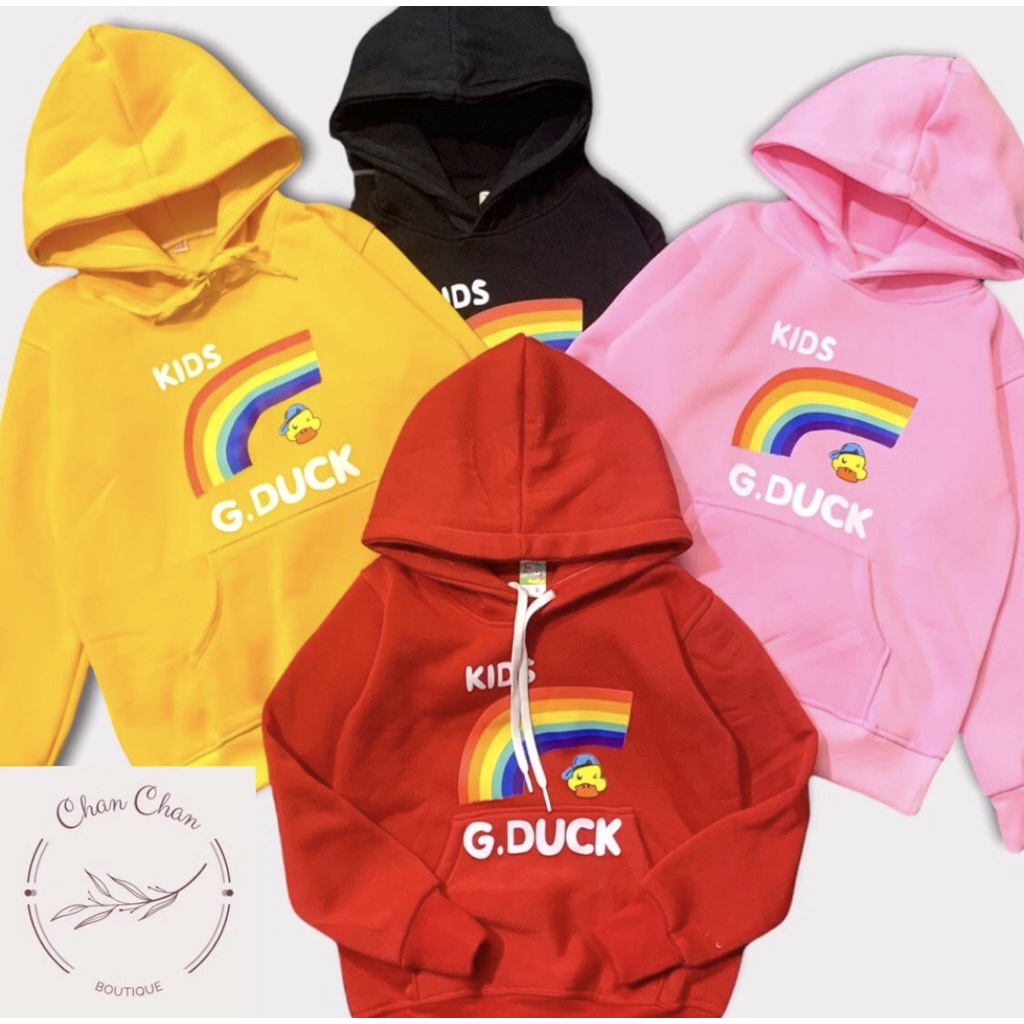 Chan Chan เสื้อฮู้ด unisex ทรงหลวม GDUCK KIDS RAINBOW แฟชั่นฤดูใบไม้ร่วงและฤดูหนาวสําหรับเด็กอายุ 4 