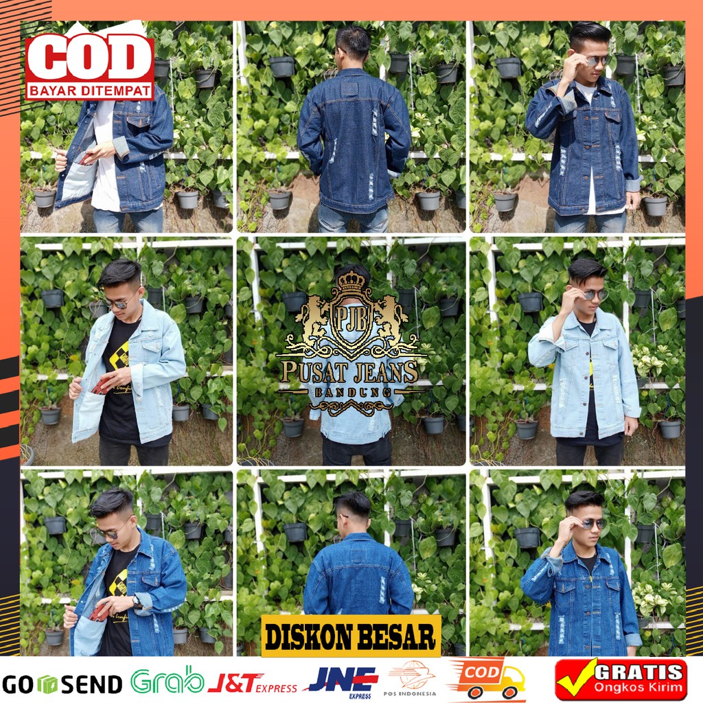 - เสื้อแจ็คเก็ตผู้ชาย Ripped Jean / Bioblits Mens Ripped Jean Jacket - Biowash - Blue Black