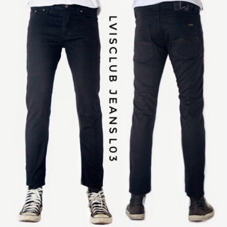 กางเกงยีนส์ชาย สีดำผ้ายืด ทรง Slim-fit SuperBlack