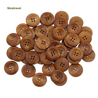 NICE✌50 Pcs Wooden 4 Holes Round Wood Sewing Buttons DIY Craft Scrapbooking 25mm