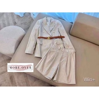 พร้อมส่ง🕵️Set blazer + กางเกงลายทาง + เข็มขัด 🕵️more