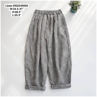 กางเกงลีนินลายสก๊อต japanese linen pants
