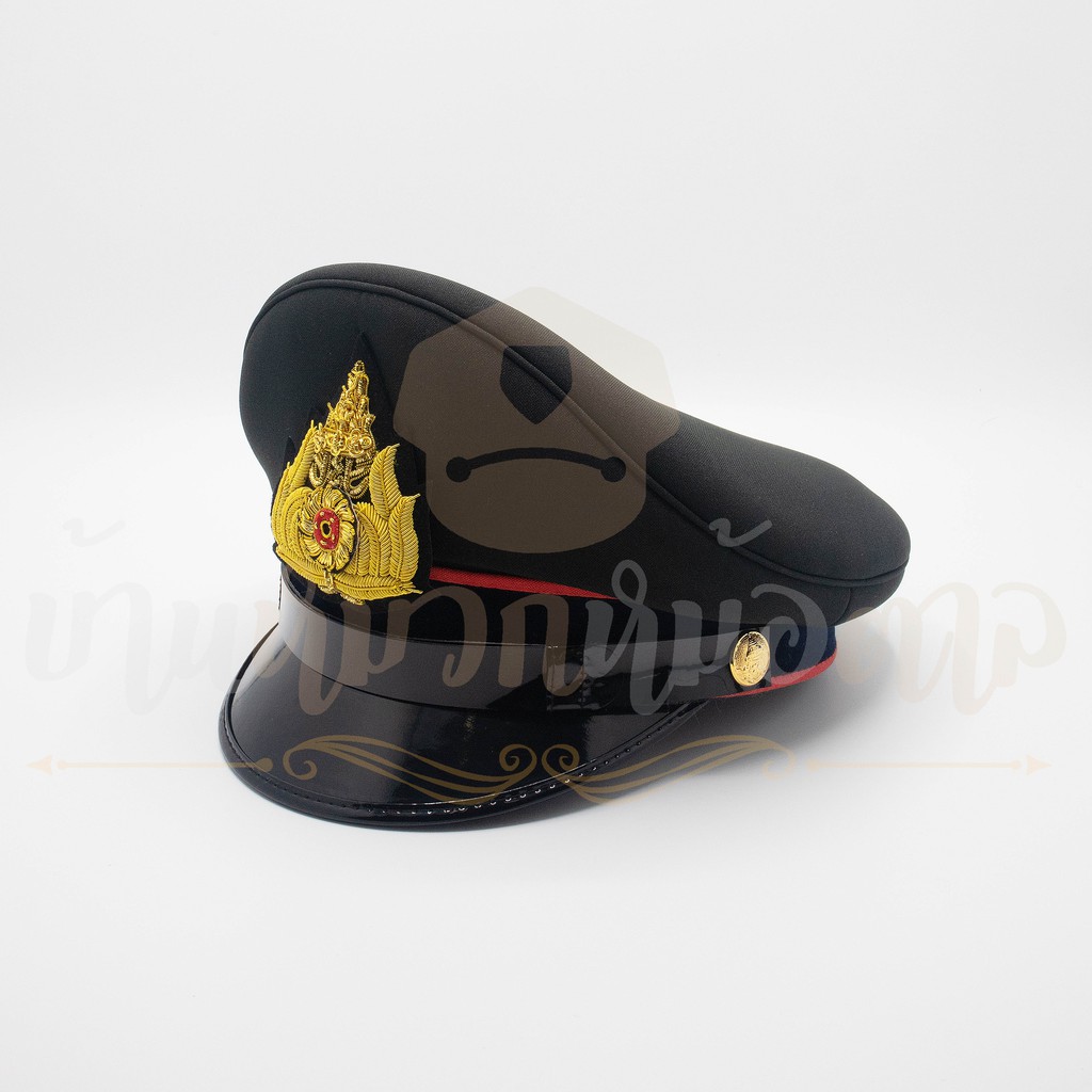 หมวกหม้อตาลทหารบกสีขี้ม้าเข้ม  ชั้นสัญญาบัตรนายร้อย  หน้าหมวกปักดิ้นทอง แถมซองสำหรับสั่งหมวกครบชุด*