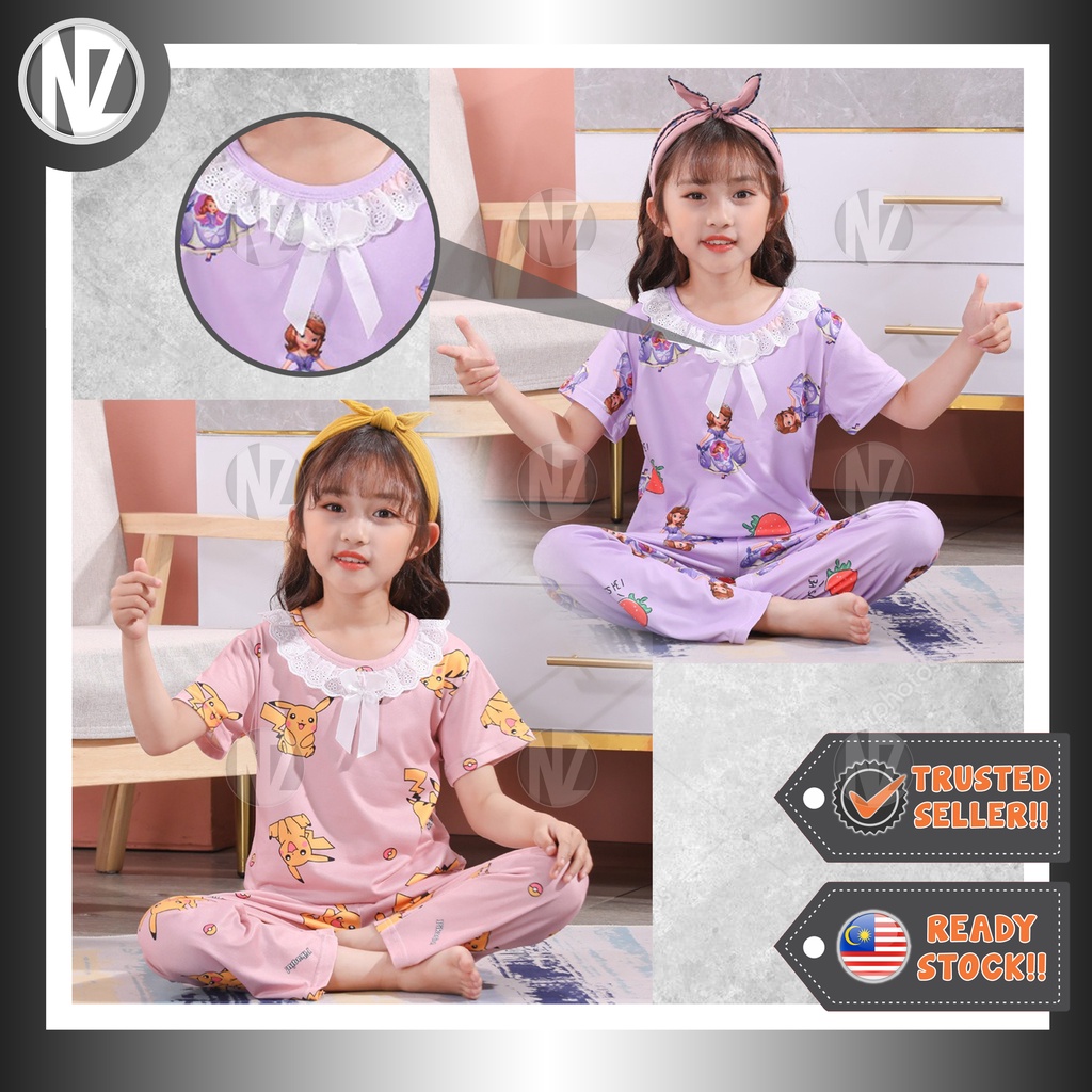 [NZ] ชุดนอน Big Girl Pyjamas Set / ชุดนอนเด็ก / Baju Tidur Girl / การ์ตูนน่ารัก / Sleep Night