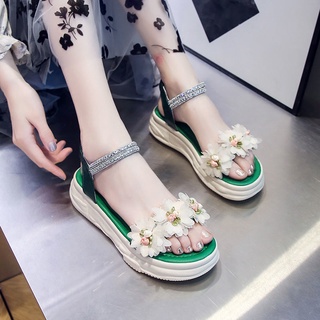 Flower Summer New Fird Fairy Rough Iel Shoes รองเท้าแตะรองเท้าแตะ