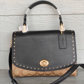 CoachทรงTilly กระเป๋าถือพร้อมสายสะพายรุ่นใหม่! COACH TILLY TOP HANDLE IN SIGNATURE CANVAS WITH RIVETS (COACH 692)