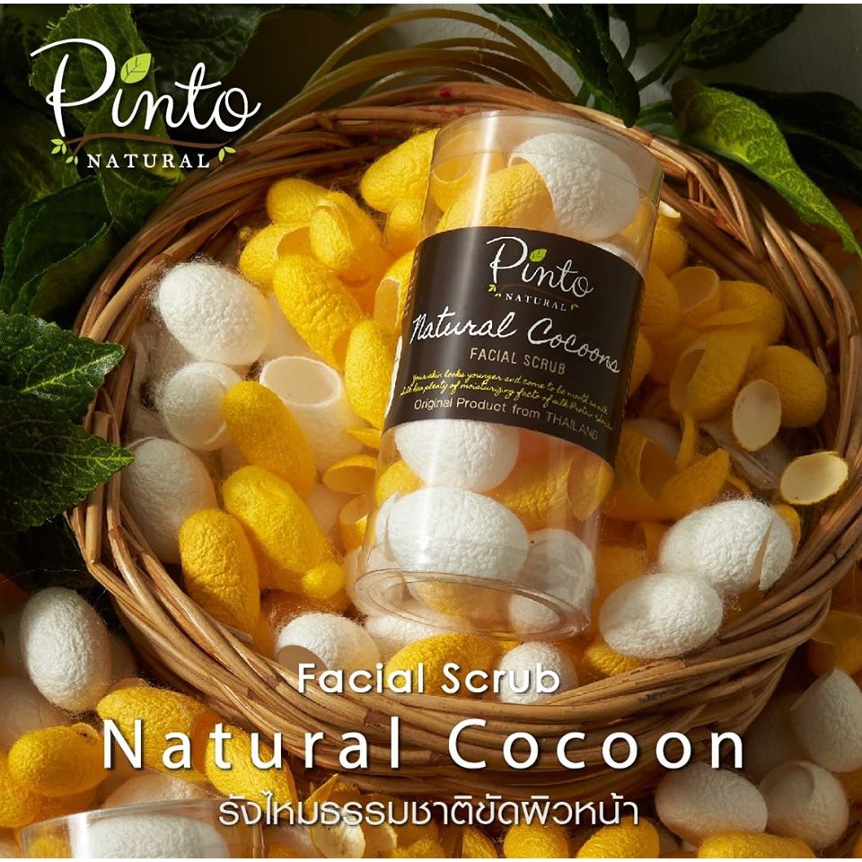 Pinto Natural Cocoon Facial Scrub รังไหมธรรมชาติขัดผิวหน้า ลดสิวเสี้ยน สิวอุดตัน