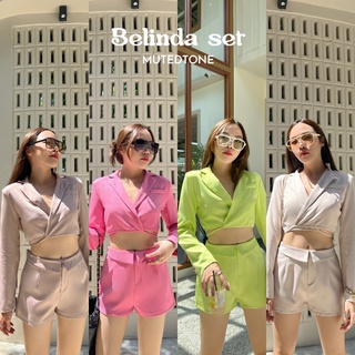 Mute - Belinda blazer set ชุดเซ็ตเสื้อ ครอป เบลเซอร์ กางเกงขาสั้น พับขอบ เสื้อเบลเซอร์ชุดไปคาเฟ่