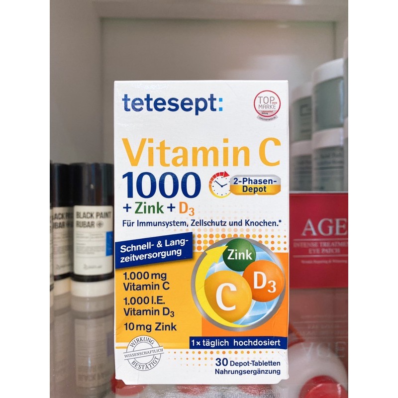 tetesept Vitamin C + zinc + D3 tablets 30 piece, 41.6 g