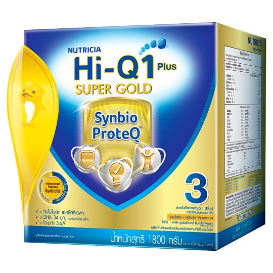 ✨ขายดี✨ ไฮคิว 1 พลัส ซูเปอร์โกลด์ ซินไบโอโพรเทก นมพร่องมันเนยชนิดละลายทันที รสน้ำผึ้ง 600กรัม x 3 ซอง Hi-Q 1 Plus Super
