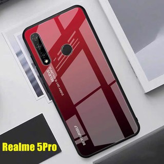 Case Realme 5PRO เคสเรียวมี เคสกระจกสองสี เคสเงาไล่สี ขอบนิ่ม เคสกันกระแทก สีกระจกเทมเปอร์ปลอกแก้วฝาหลังกันชน Realme5pro