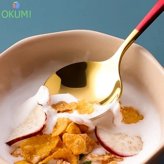 OKUMI_SHOP ช้อนสแตนเลสหนา ช้อนกลม ช้อนซุป 8 สี (0036)