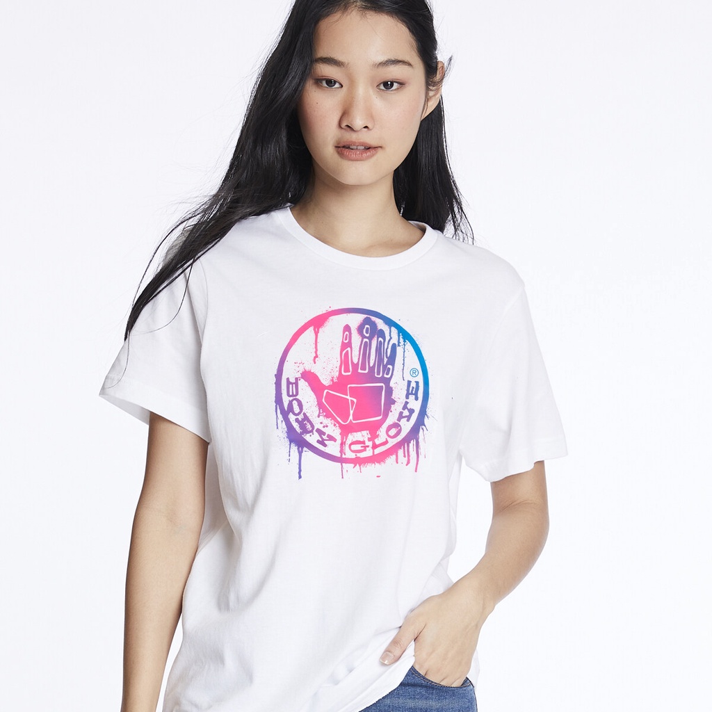 ❃BODY GLOVE Unisex Graphic Tee T-Shirt เสื้อยืด สีขาว-00 แขนสั้นคู่รัก เสื้อยืด
