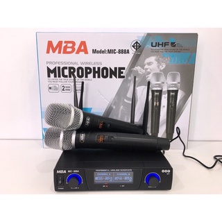 ไมค์โครโฟน ไมโครโฟนไร้สาย ไมค์ลอยคู่ (UHF แท้ 100%) ยี่ห้อ MBA รุ่น MIC-888A (U1)