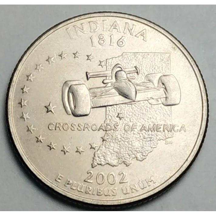 สหรัฐอเมริกา (USA), ปี 2002, 25 Cents รัฐอินเดียนา (Indiana), ชุด 50 รัฐของประเทศสหรัฐอเมริกา