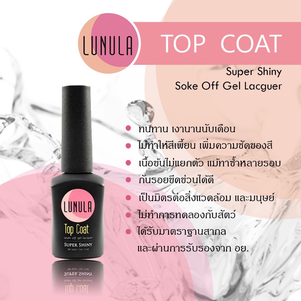LUNULA Top Coat ท้อปโค้ทคุณภาพพรีเมี่ยม อบแห้งด้วยเครื่องอบ UV&LED 12ml.
