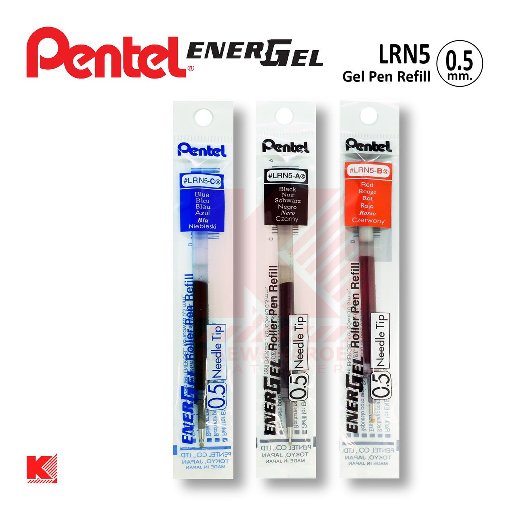 Pentel ไส้หมึกเจล ขนาด0.5/0.7/1.0 mm รุ่น LRN-5  / LR7 / LR10 สี น้ำเงิน/แดง/ดำ