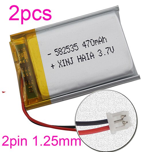 XINJ 2pcs 3.7V 470mAh Polymer Li Lithium Battery 2Pin JST-PH 1.0 1.25 1.5 2.0 2.54mm 582535 For GPS 