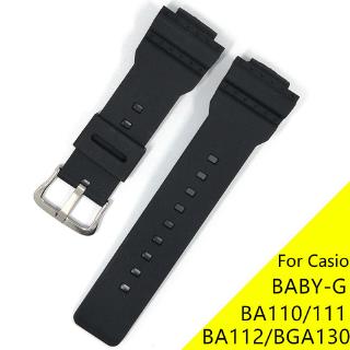 สายนาฬิกาข้อมือซิลิโคนสําหรับ for casio g - shock baby - g ba 110 ba 111 ba 112 bga 130 สีดํา