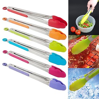 อุปกรณ์คีบซิลิโคน ด้ามจับสแตนเลส สำหรับใช้ในการหนีบอาหาร BBQ