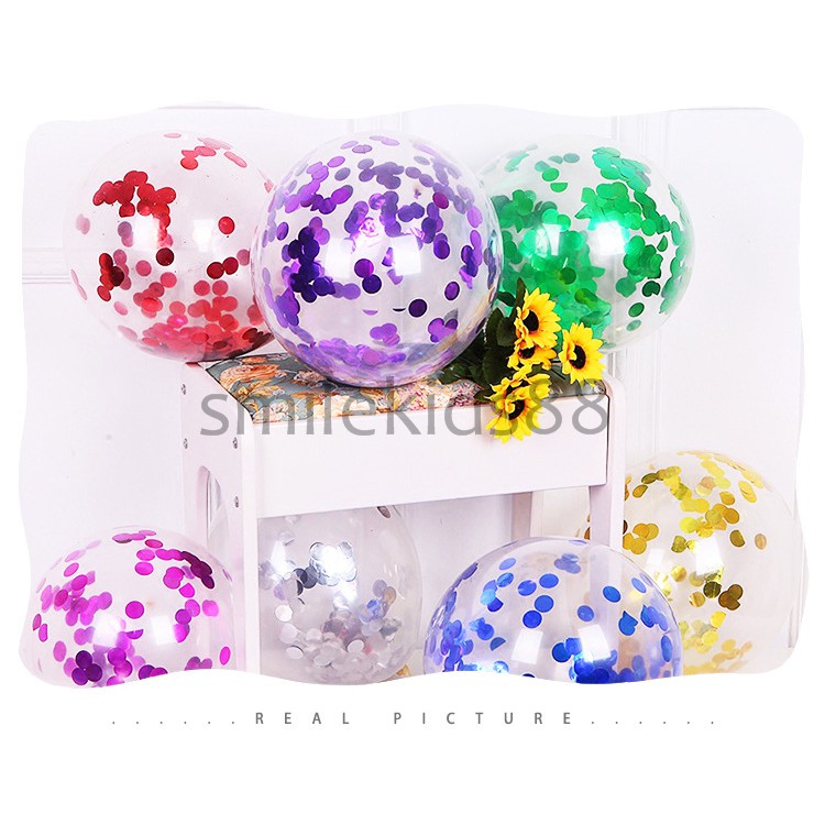(มี8สี) ลูกโป่งใส confetti 12 นิ้ว