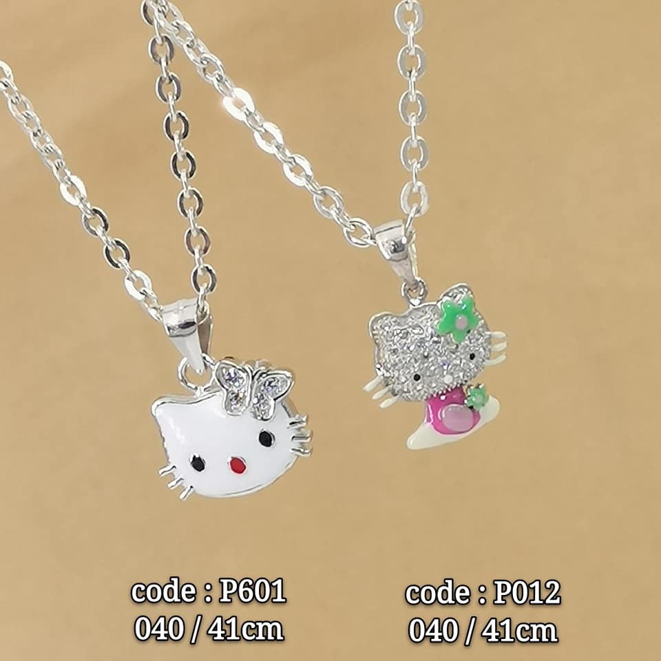 JV HELLO KITTY KIDS PENDANT & NECKLACE 100% เงินแท้ 925 เงินเด็กผู้หญิงจี้/สร้อยคอ