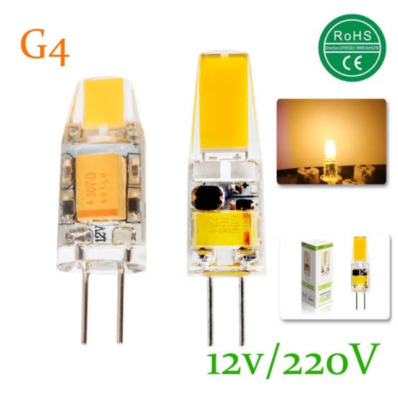 หลอดไฟLED G4หลอดไฟAC/DC  12V/ 220V 3W COB
