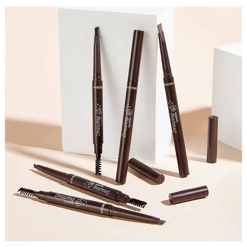 C09.ดินสอเขียนคิ้ว กันน้ำ ดินสอเขียนคิ้วแบบหมุน 2 in 1 มีแปรงปัดคิ้วในตัว มี 5 สีให้เลือก ไม่มีกล่อง