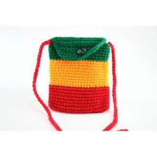 สินค้าราสต้า Bag Mobile Rasta Knitted Shoulder Button กระเป๋าสะพาย﻿โครเชต์ราสต้าทรงสี่เหลี่ยมผืนผ้า 4×5 นิ้ว