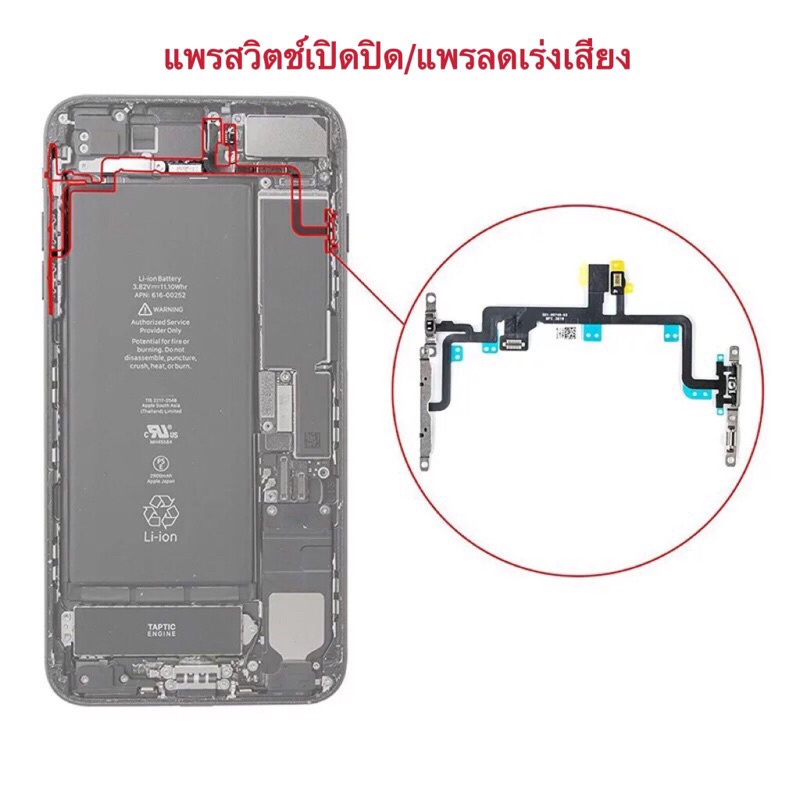 แพรสวิทpower,แพรสวิทเปิดปิด,แพรเเพรวอลุ่ม เเพรลดเร่งเสียง for 5/5S/SE/6/6p/6s/6sp/7/7p/8/8p/x/xs/xs max/xr