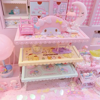 Cartoon Melody KT Desk Organizer Shelf Office School Supplies Layered Rack Desktop Stationery