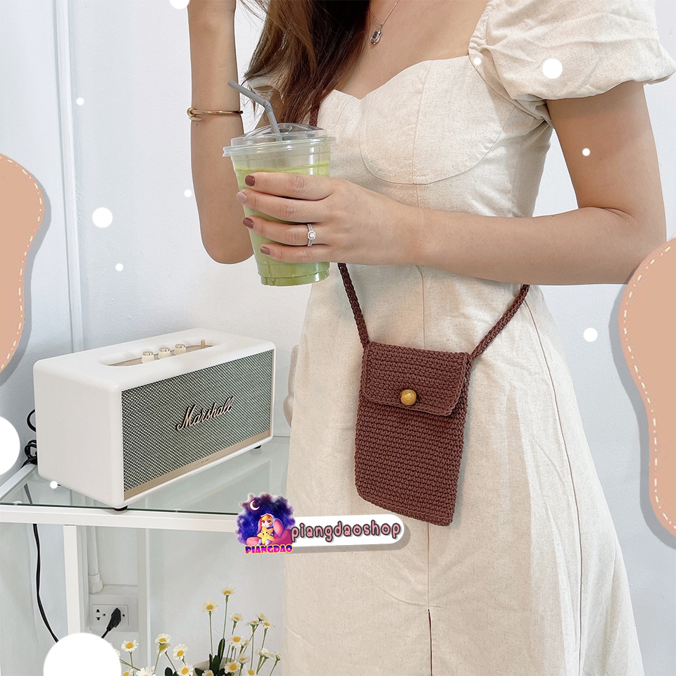 PDS ฮิตมาก กระเป๋าไหมพรม กระเป๋าเชือกถัก แฮนด์เมด 100% (รุ่นใส่โทรศัพท์มีฝาปิด) สไตล์มินิมอลคิ้วส์มาก มีหลายสีให้เลือก