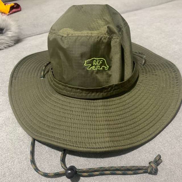 หมวกปีกกว้าง Rubber killer สีเขียว กันแดด กันลม เดินป่า