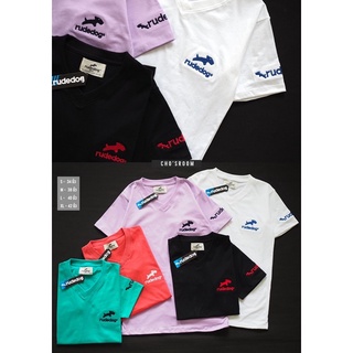 เสื้อยืดคอวีแขนสั้นรู๊ดด็อก 5สีพร้อมส่งปักอกปักแขน