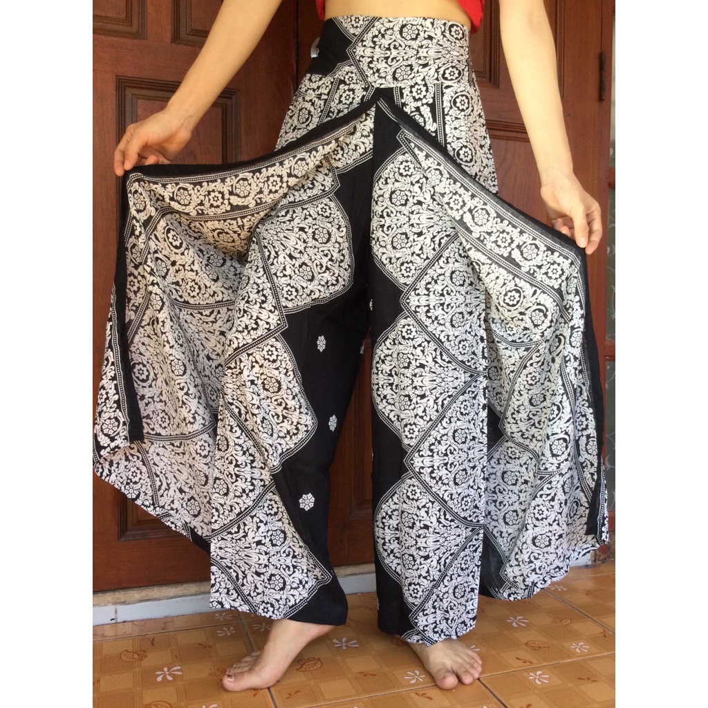 กางเกงขายาวผู้หญิงแฟชั่น กางเกงแพนเค้ก Palazzo Pants