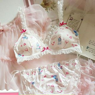 ชุดยกทรงสาวญี่ปุ่น น่ารัก โลลิต้า Bra Set Japanese Cute Girl Lolita Lace Unicorn No Steel Ring