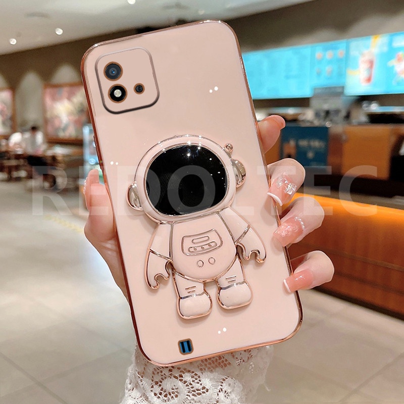เคส Realme C20 / C11 2021 เคสโทรศัพท์มือถือ ซิลิโคนนิ่ม ลายนักบินอวกาศ 6D พร้อมขาตั้ง สําหรับ