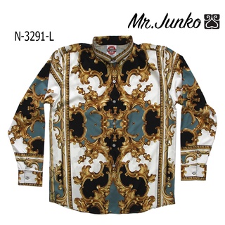 ⚡ ส่งฟรี⚡เสื้อเชิ้ตอาเสี่ย แขนยาว Mr-Junko N-3291-L  งานต่อลาย ผ้านิ่มใส่สบายไม่ร้อน